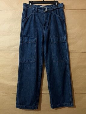 Madewell | Belted Wide Leg Cargo Jeans Marlberry Wash Airy Denim Edition Size 27